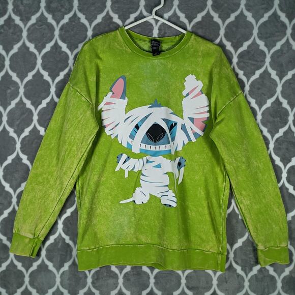 Disney Our Universe Stitch Sweatshirt Womens Small Green Mummy Halloween - Picture 1 of 11